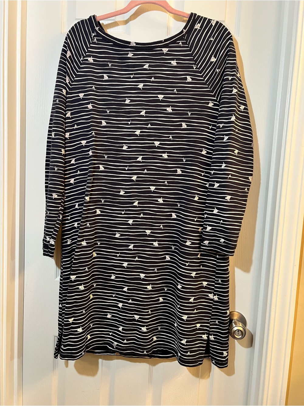 🦋 Talbots Black and White Striped Midi with floral motif size large